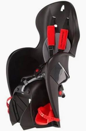 Scaune copii - Scaun bicicleta pentru copii cu montaj pe portbagaj Kross Grizzled CFS, negru/rosu