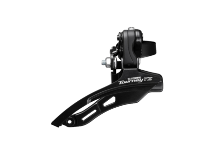 Schimbatoare viteze - Schimbător față Shimano Tourney FD-TZ500-DSTM6, 3x6/7 viteze, 42T, tragere superioară, colier inferior (Down Swing), negru