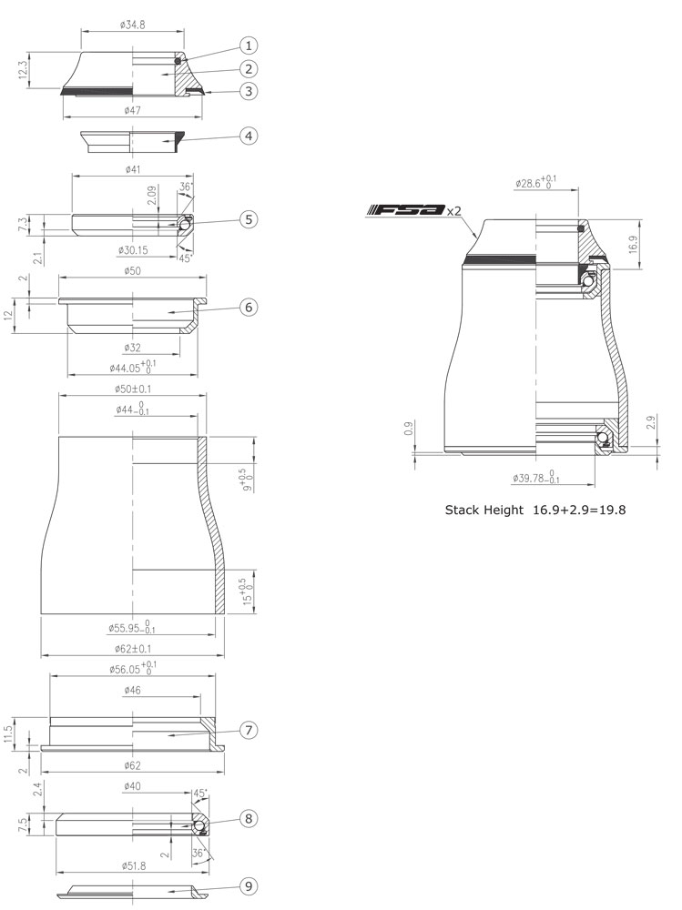 cuvete FSA Orbit NO.57E, Rulmenti, Semi-Integrat, Tapered, ZS44/28.6, ZS56/40, Vrac [2]