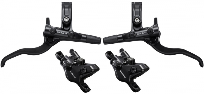 Set frane disc hidraulice fata-spate Shimano Alivio Manete BL-M4100, Etrieri BR-MT410, 2 pistoane [1]
