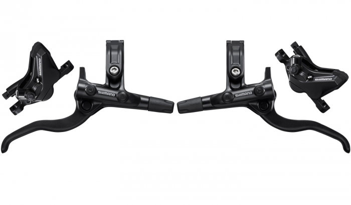 Set frane disc hidraulice fata-spate Shimano Alivio Manete BL-M4100, Etrieri BR-MT420, 4 pistoane [1]
