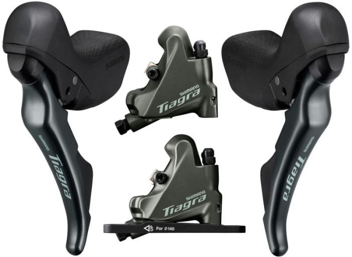 Set frane disc hidraulice fata-spate Shimano Deore Manete BL-M4100, Etrieri BR-MT410, 2 pistoane [1]