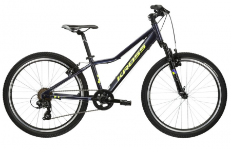 Biciclete - Bicicleta Copii Kross Hexagon JR 1.0, 24x12, Navy/YellowFluo