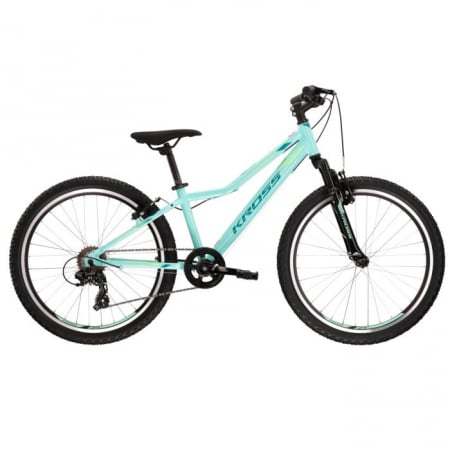 Biciclete - Bicicleta Copii Kross Lea JR 1.0, 24x12, Turcoaz/Verde