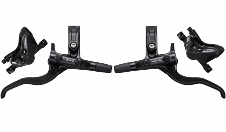 Frâne Disc - Set - Set frane disc hidraulice fata-spate Shimano Alivio Manete BL-M4100, Etrieri BR-MT420, 4 pistoane