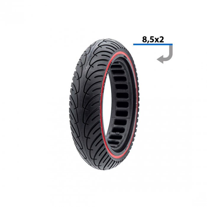 Anvelopa solida ultra-usoara 8.5x2 Negru/Rosu [1]