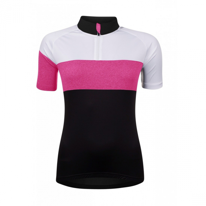 Bluza ciclism Force View Lady maneci scurte negru/alb/roz M [4]