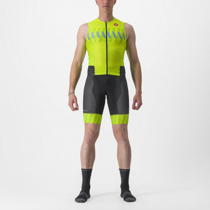 Costum de triatlon fara maneci Castelli Free Sanremo SL Galben Fluo/Negru L [1]