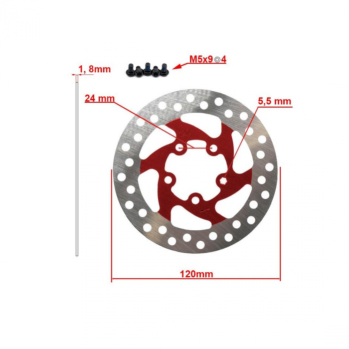 Disc frana 120mm 5 gauri Rosu [2]