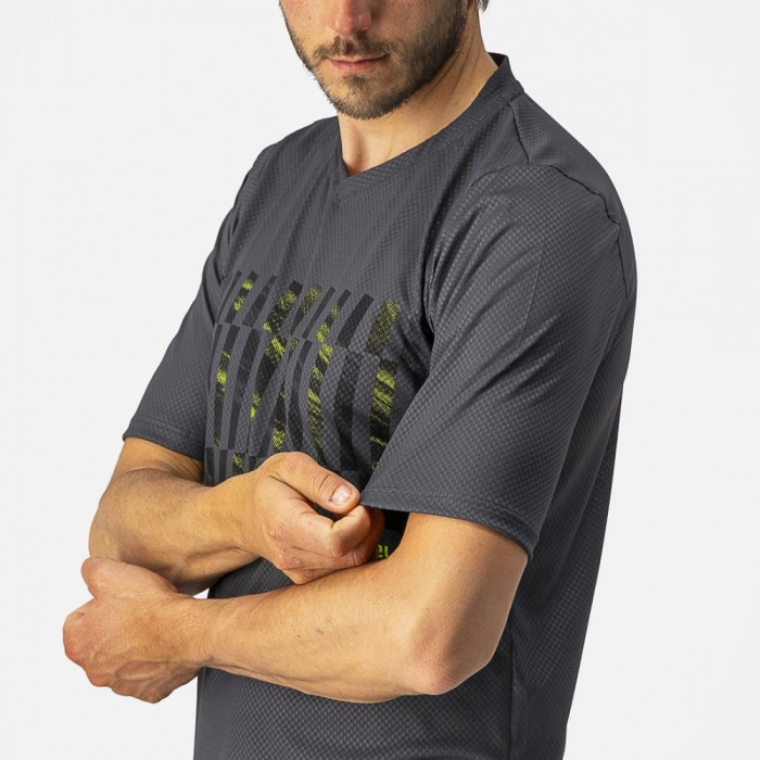 Jersey cu maneca scurta Castelli Trail Tech Tee Antracit/Galben Fluo M [3]
