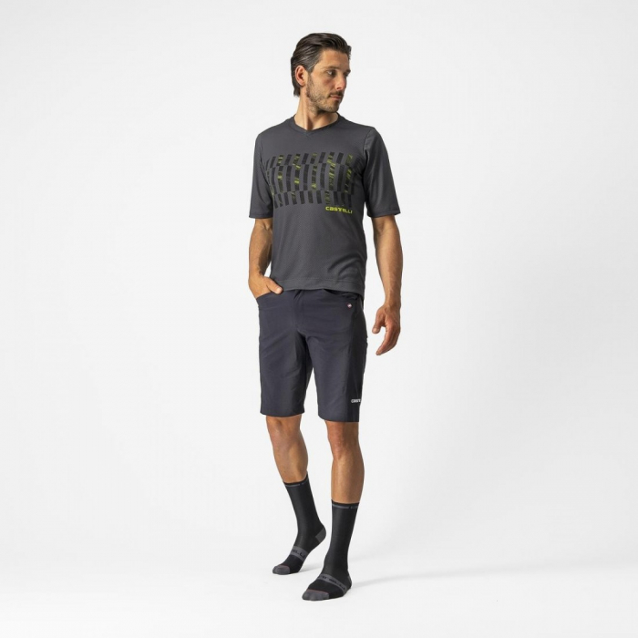 Jersey cu maneca scurta Castelli Trail Tech Tee Antracit/Galben Fluo M [6]