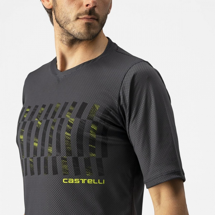 Jersey cu maneca scurta Castelli Trail Tech Tee Antracit/Galben Fluo M [5]
