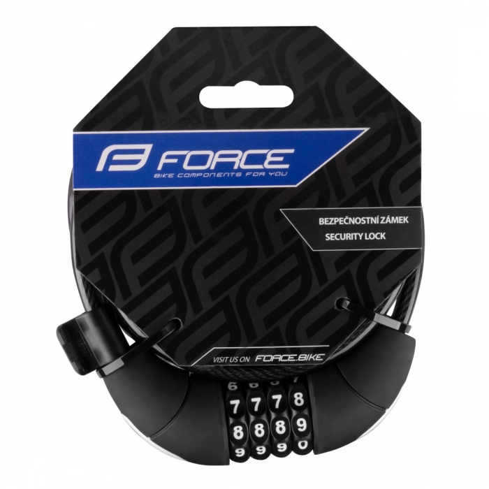 Lacat Force Lux spirala cod 180cm/8mm cu suport negru [2]