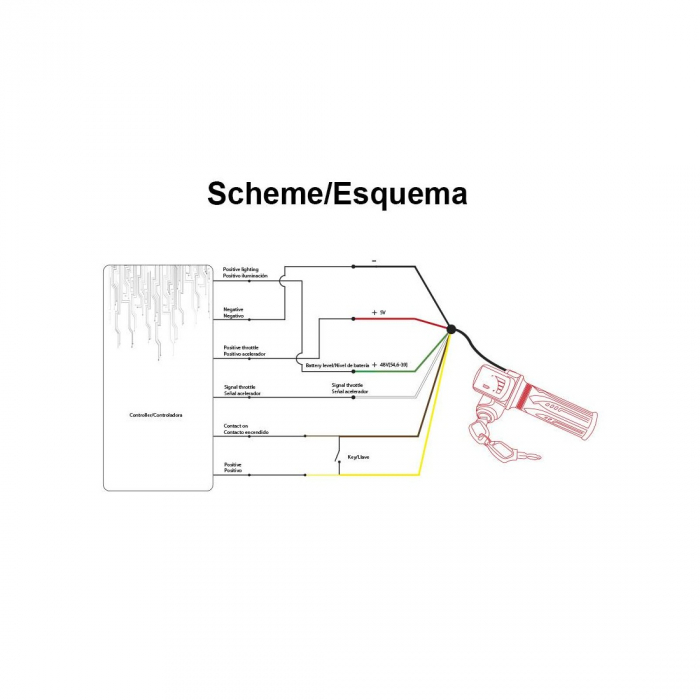 Maneta acceleratie pentru trotinete cu indicator 48V, cheie si conector SM [3]