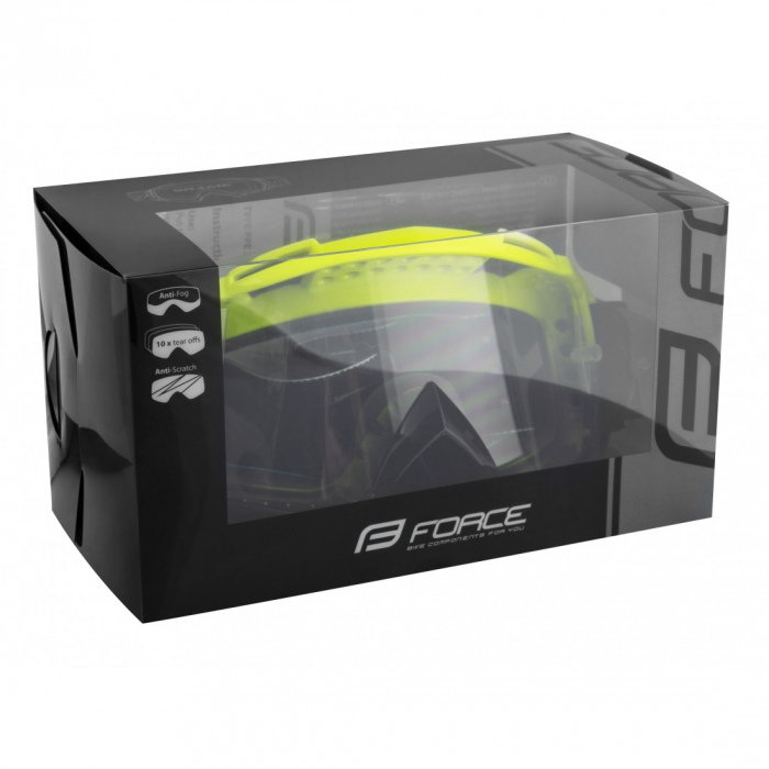 Ochelari Force GRIME negru-fluo lentile transparente + 10 tear offs [2]