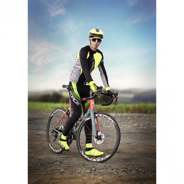 Pantaloni cu bretele si bazon Force F58 negru/fluo S [4]