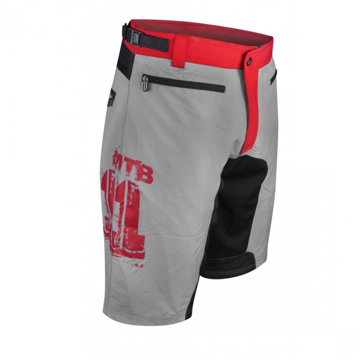 Pantaloni scurti Force MTB-11 bazon detasabil Gri/Rosu/Negru XS [2]