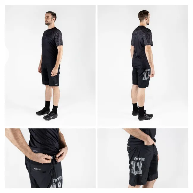 Pantaloni scurti Force MTB-11 bazon detasabil Negru/Antracit M [7]
