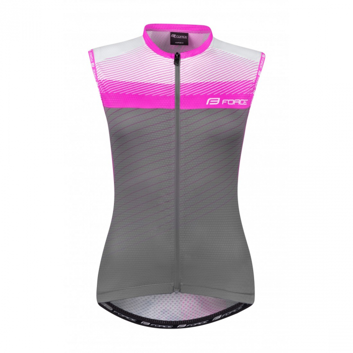 Tricou ciclism fara maneci Force F Acceler gri/roz XS [3]