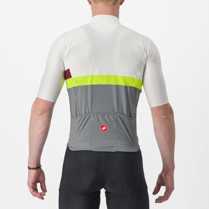 Tricou cu maneca scurta Castelli A Blocco Alb/Gri/Galben Fluo/Visiniu M [2]