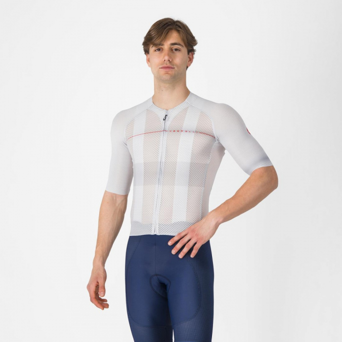 Tricou cu maneca scurta Castelli Climbers A/C, pentru barbati, gri argintiu/rosu, XXL [1]