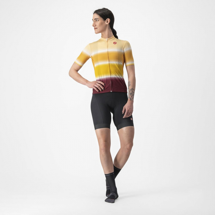 Tricou cu maneca scurta Castelli Dolce de dama Galben/Visiniu M [6]