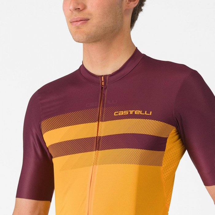 Tricou cu maneca scurta Castelli Simbolo, pentru barbati, portocaliu aprins/visiniu inchis, S [2]