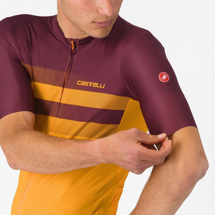 Tricou cu maneca scurta Castelli Simbolo, pentru barbati, portocaliu aprins/visiniu inchis, XL [4]