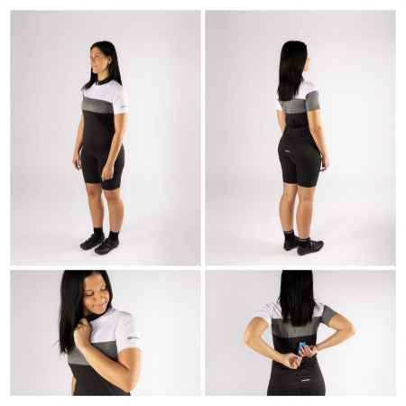 Bluza ciclism Force View Lady maneci scurte negru/alb/gri XS [2]
