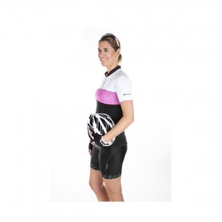 Bluza ciclism Force View Lady maneci scurte negru/alb/roz XL [3]