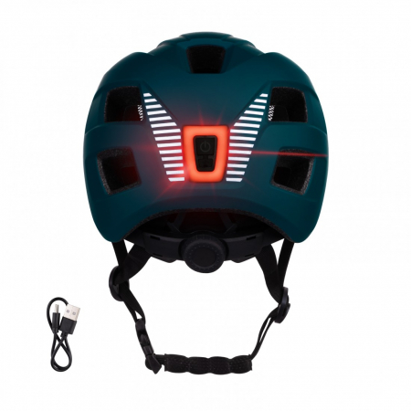 Casca Force Zebu cu lumina teal XS-S (46-52 cm) [1]
