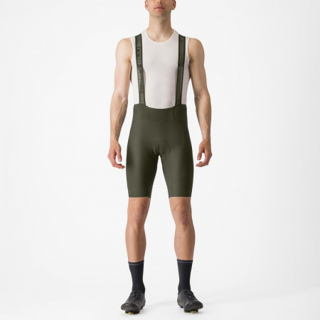 ECHIPAMENTE - Pantaloni scurti cu bretele Castelli Espresso Verde Inchis M