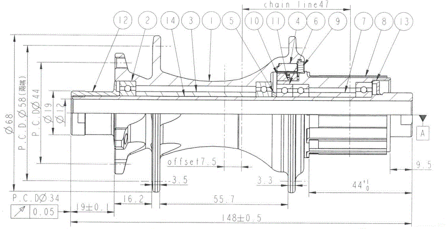 Butuc Spate NOVATEC D462SB-SL-B12-S3S-11S, 12 x 148mm 32H [3]