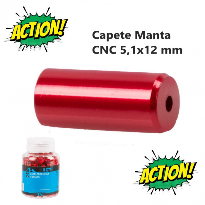 Capete Manta CNC 5,1x12 mm M-WAVE Aluminiu Rosu Anodizat [1]