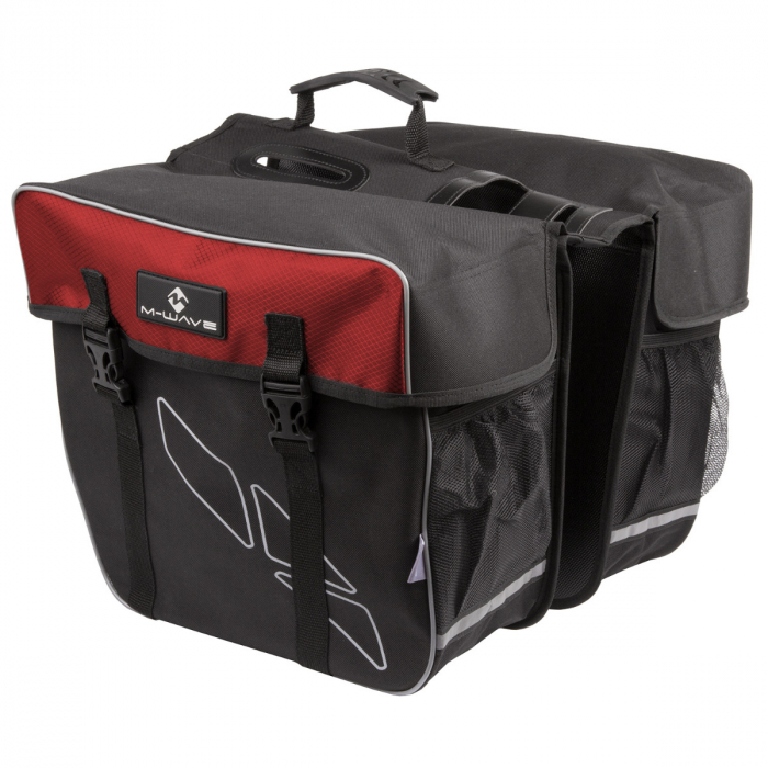 Geanta Portbagaj 2 Piese  M-WAVE "AMSTERDAM DOUBLE"  Negru/Rosu [1]