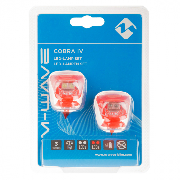 Set Flash cu Baterii M-WAVE  COBRA IV - Rosu [2]
