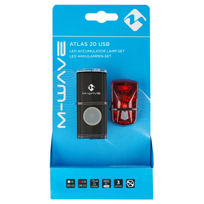 Set Lumini cu Acumulator M-WAVE  ATLAS 20 USB [2]