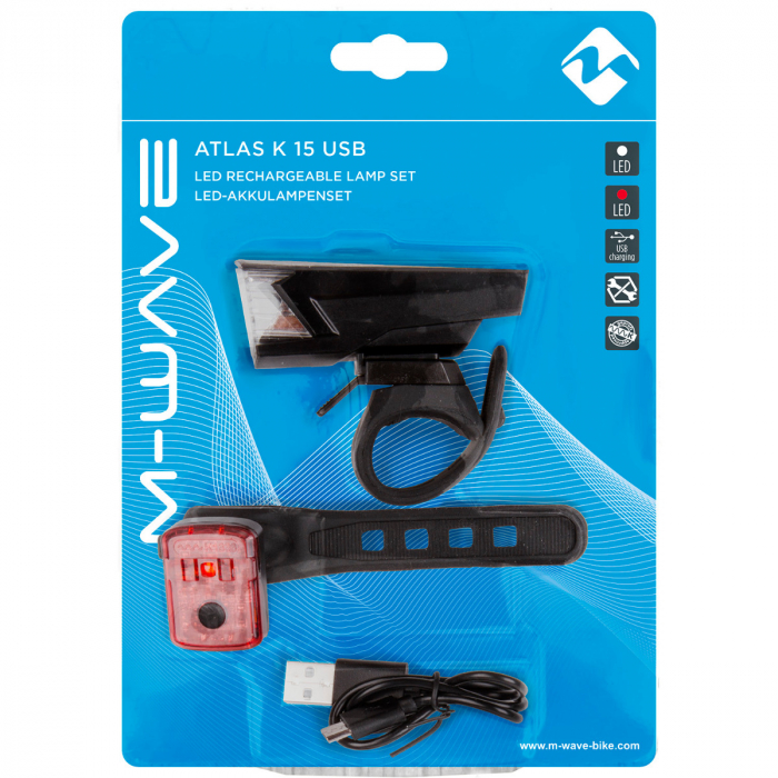 Set Lumini cu Acumulator M-WAVE ATLAS K15 USB [2]