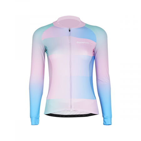 Echipament - Tricou Ciclism Lady DAREVIE Albastru/Roz XL