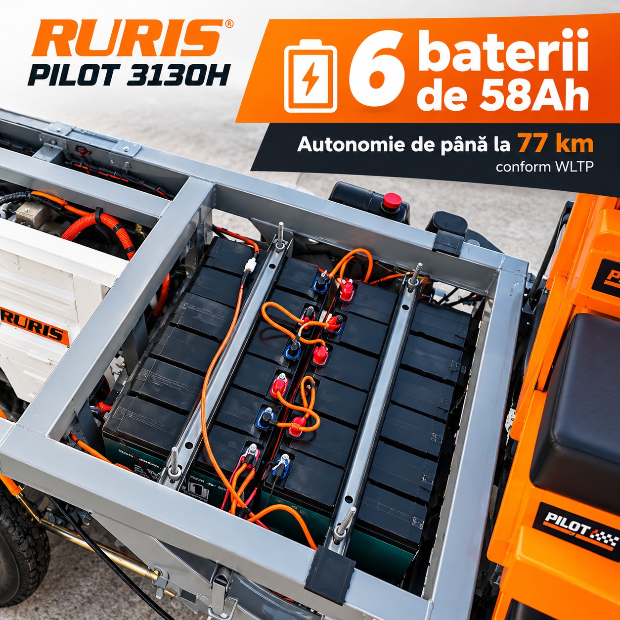 RURIS PILOT 3130H cu 6 baterii GEL de 58Ah 72V și autonomie până la 77 km