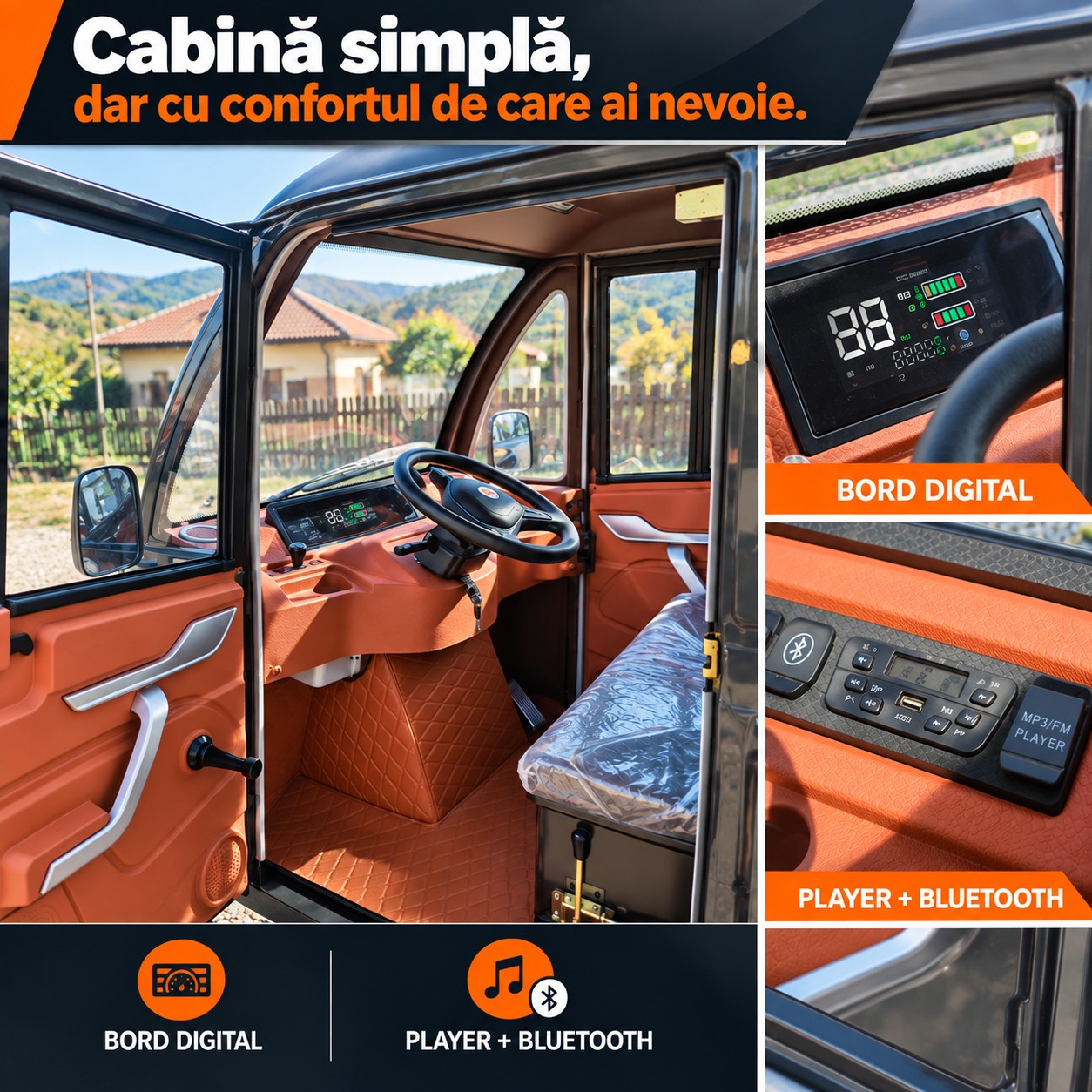 Interior RURIS PILOT 4000C cu bord digital și player cu Bluetooth