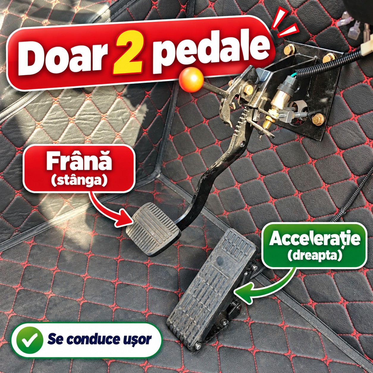 Camionetă electrică fără permis Geeli E-Truck cu două pedale, accelerație și frână