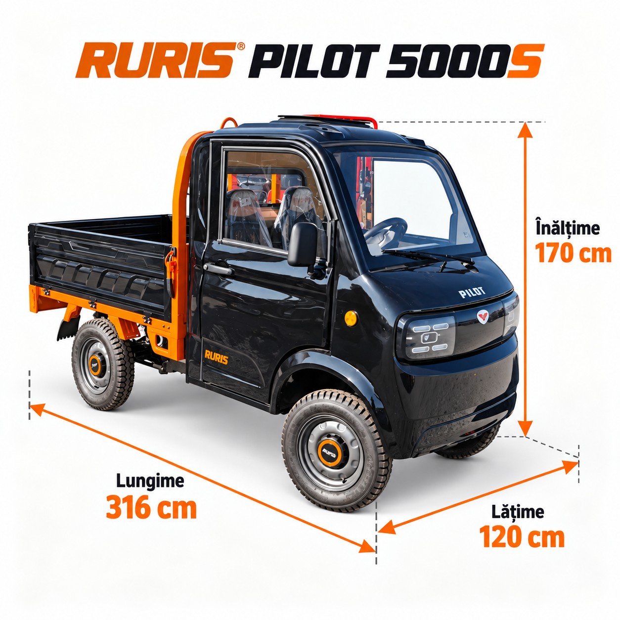 Dimensiuni RURIS PILOT 5000S 316 x 120 x 170 cm