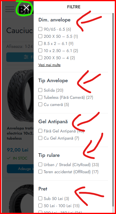 filtre pe telefon active la trotinete