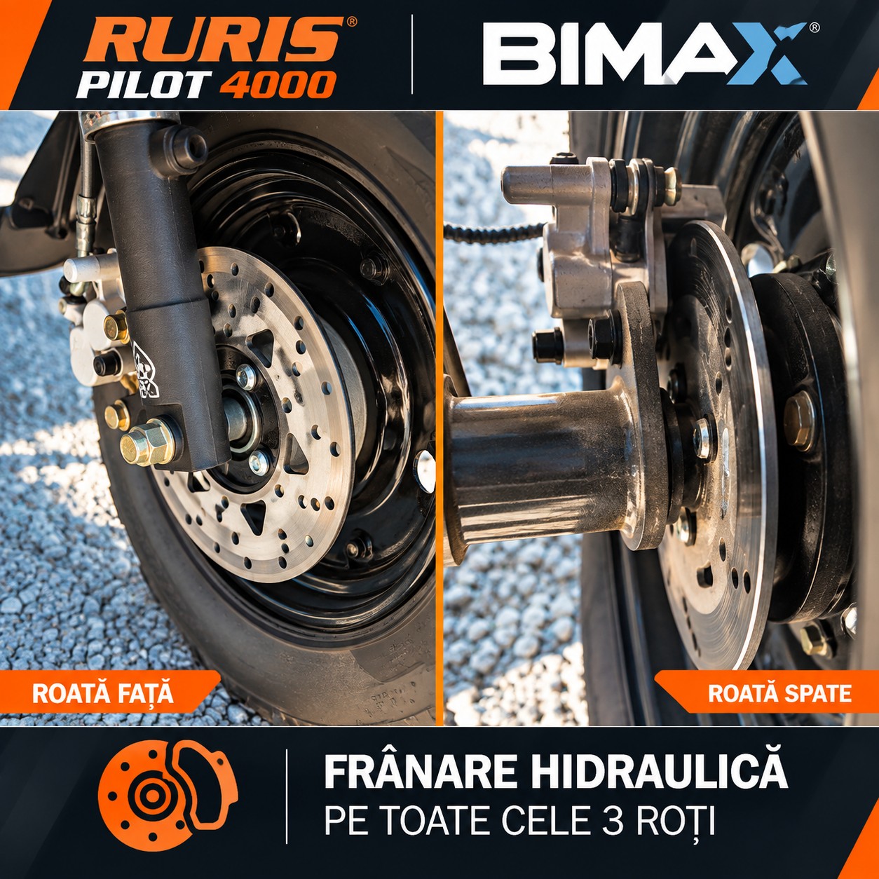 RURIS PILOT 4000C cu frâne hidraulice pe disc față și spate