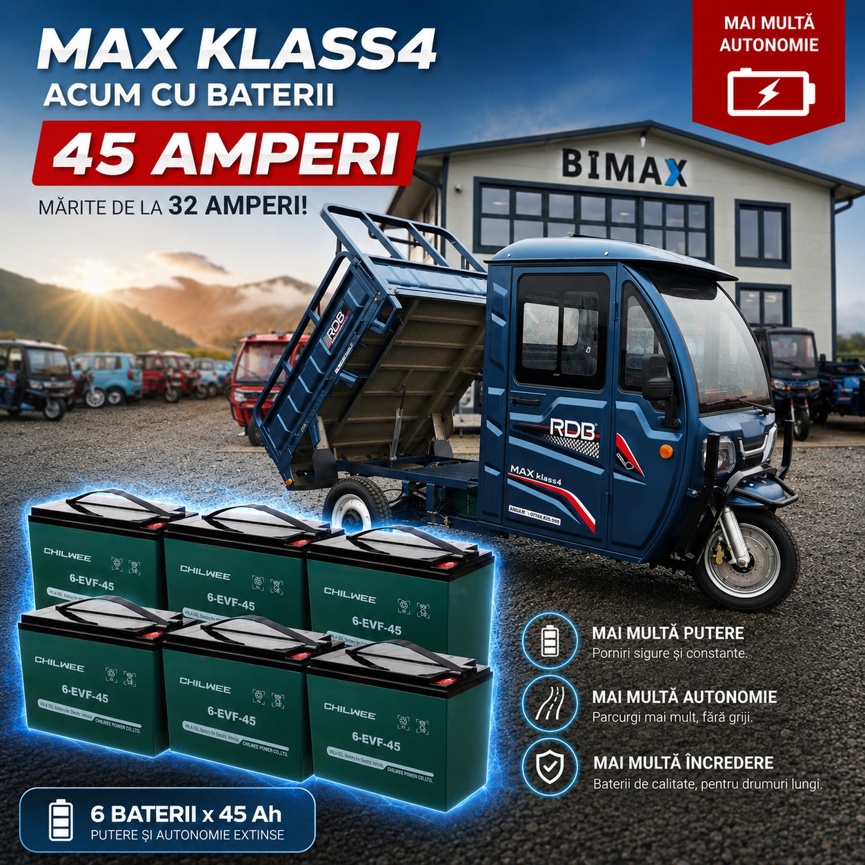MAX KLASS4 2026 cu baterii mărite de la 32Ah la 45Ah