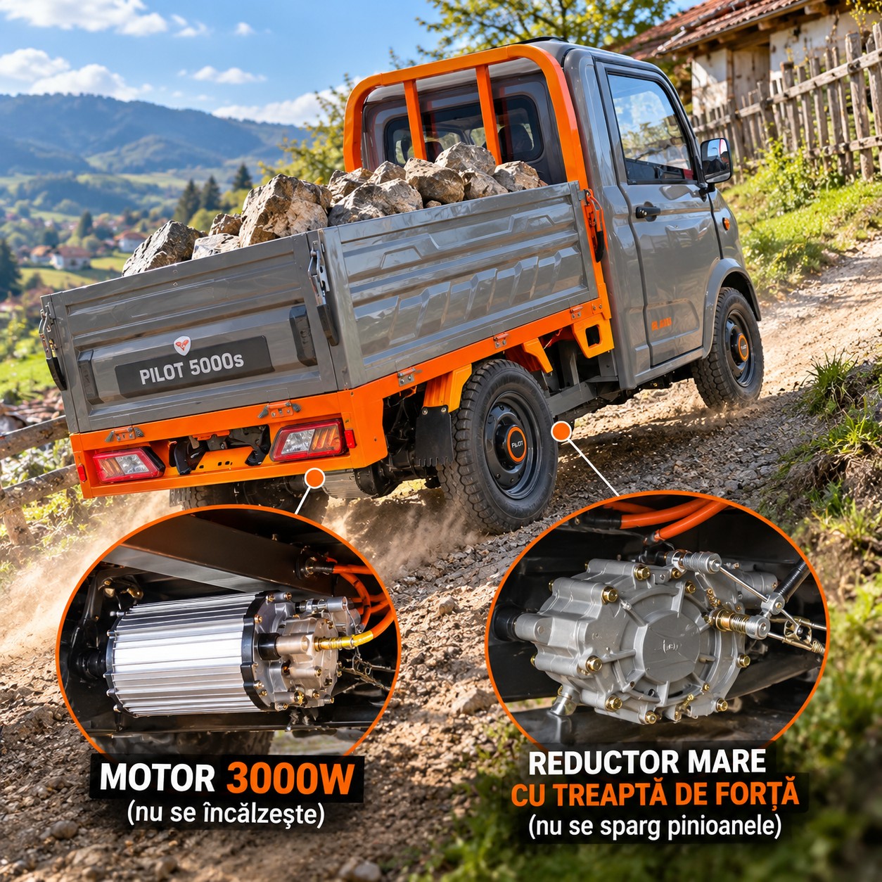 RURIS PILOT 5000S motor 3000W cu diferențial și reductor cu treaptă de forță