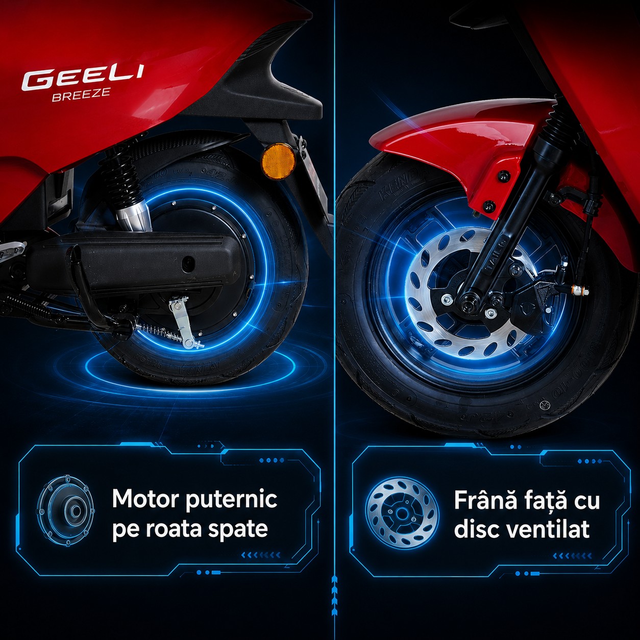 Motor de 1000W și frână hidraulică față Geeli Breeze