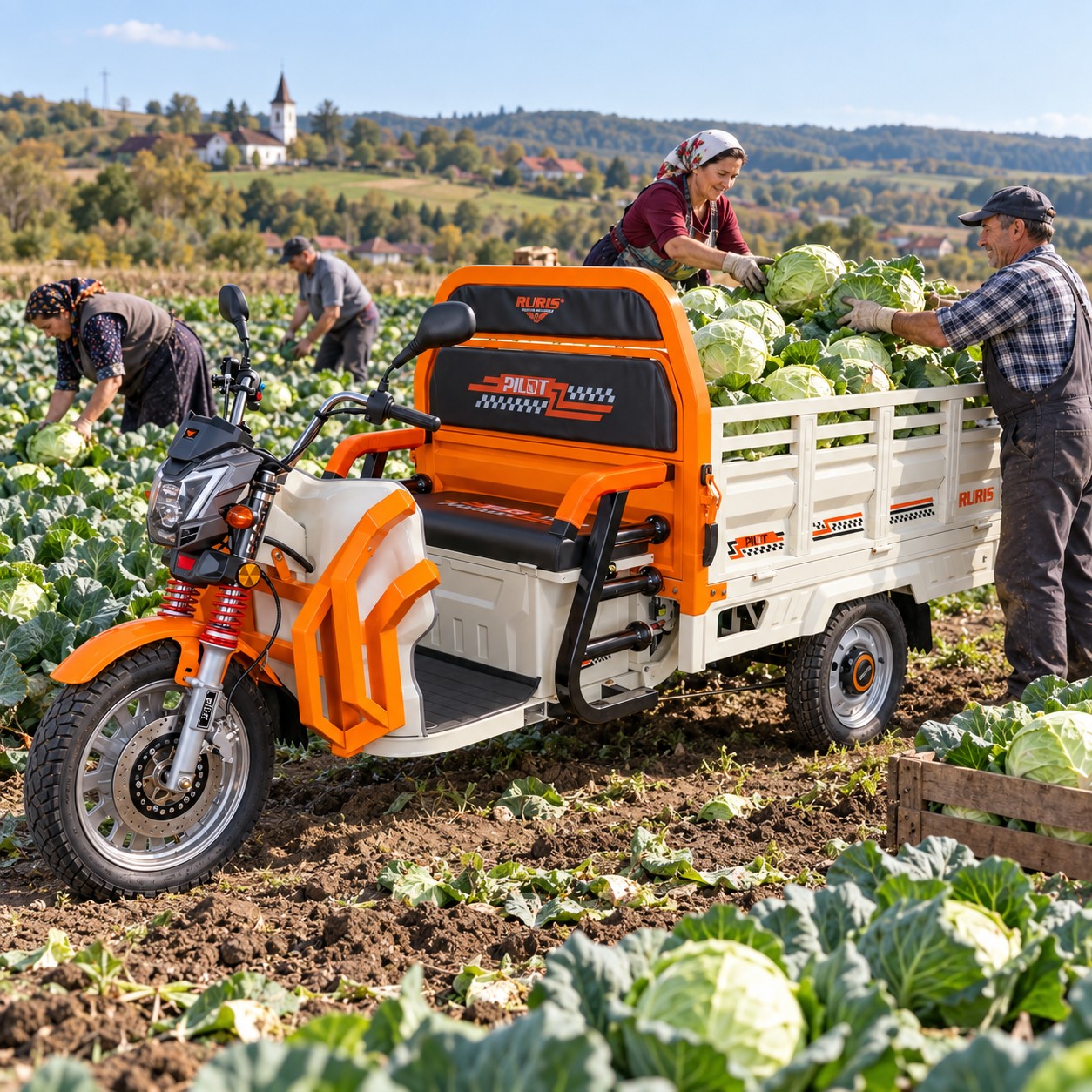 RURIS PILOT 3130H utilizat la muncă pe câmp pentru transportul recoltei