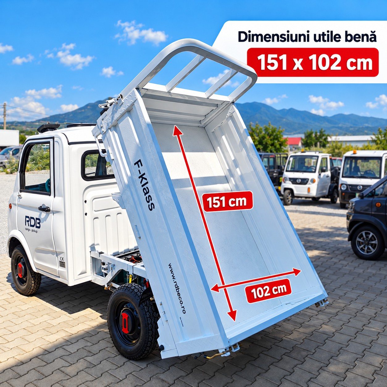 Bena basculabilă RDB F-Klass, dimensiuni utile 151 x 102 cm